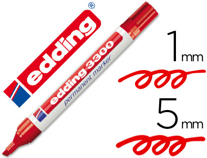 [3300-02] ROTULADOR EDDING MARCADOR 3300 N.2 ROJO PUNTA BISELADA RECARGABLE