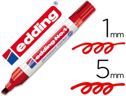 [1-02] ROTULADOR EDDING MARCADOR PERMANENTE 1 ROJO PUNTA BISELADA 5 MM RECARGABLE