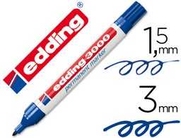[3000-03] ROTULADOR EDDING MARCADOR PERMANENTE 3000 AZUL -PUNTA REDONDA 1,5-3 MM RECARGABLE
