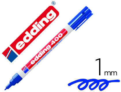 [400-03] ROTULADOR EDDING MARCADOR PERMANENTE 400 AZUL PUNTA REDONDA 1 MM RECARGABLE
