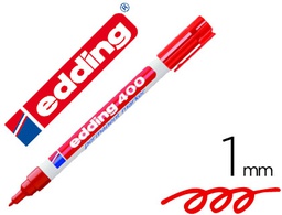 [400-02] ROTULADOR EDDING MARCADOR PERMANENTE 400 ROJO PUNTA REDONDA 1 MM RECARGABLE