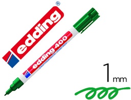 [400-04] ROTULADOR EDDING MARCADOR PERMANENTE 400 VERDE PUNTA REDONDA 1 MM RECARGABLE