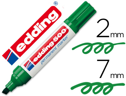 [500-04] ROTULADOR EDDING MARCADOR PERMANENTE 500 VERDE PUNTA BISELADA 7 MM