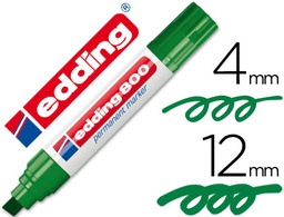 [800-04] ROTULADOR EDDING MARCADOR PERMANENTE 800 VERDE PUNTA BISELADA 12 MM RECARGABLE