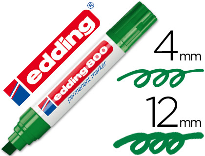 [800-04] ROTULADOR EDDING MARCADOR PERMANENTE 800 VERDE PUNTA BISELADA 12 MM RECARGABLE
