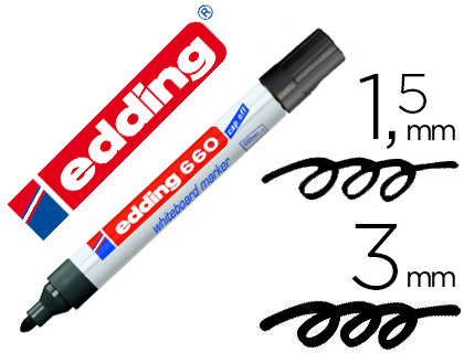 [660-01] ROTULADOR EDDING PARA PIZARRA BLANCA 660 COLOR NEGRO PUNTA REDONDA 1,5-3 MM RECARGABLE
