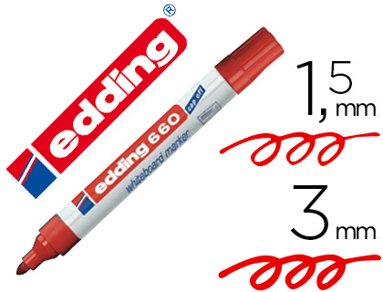 [660-02] ROTULADOR EDDING PARA PIZARRA BLANCA 660 COLOR ROJO PUNTA REDONDA 1,5-3 MM