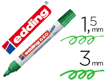 [660-04] ROTULADOR EDDING PARA PIZARRA BLANCA 660 COLOR VERDE PUNTA REDONDA 1,5-3 MM