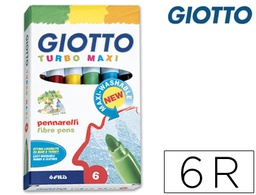 [F453000] ROTULADOR GIOTTO TURBO MAXI CAJA DE 6 COLORES LAVABLES CON PUNTA BLOQUEADA