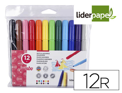 [RT08] ROTULADOR LIDERPAPEL JUMBO CAJA DE 12 UNIDADES COLORES SURTIDOS