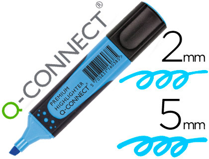 [KF16038] ROTULADOR Q-CONNECT FLUORESCENTE AZUL PREMIUM PUNTA BISELADA CON SUJECION DE CAUCHO