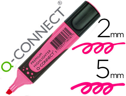 [KF16036] ROTULADOR Q-CONNECT FLUORESCENTE ROSA PREMIUM PUNTA BISELADA CON SUJECION DE CAUCHO