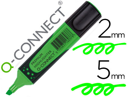 [KF16037] ROTULADOR Q-CONNECT FLUORESCENTE VERDE PREMIUM PUNTA BISELADA CON SUJECION DE CAUCHO