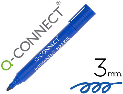 [KF26046] ROTULADOR Q-CONNECT MARCADOR PERMANENTE AZUL PUNTA REDONDA 3 MM