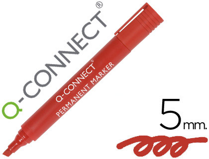 [KF26044] ROTULADOR Q-CONNECT MARCADOR PERMANENTE ROJO PUNTA BISELADA 5 MM