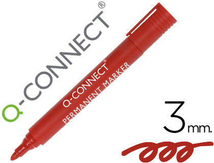 [KF26047] ROTULADOR Q-CONNECT MARCADOR PERMANENTE ROJO PUNTA REDONDA 3 MM