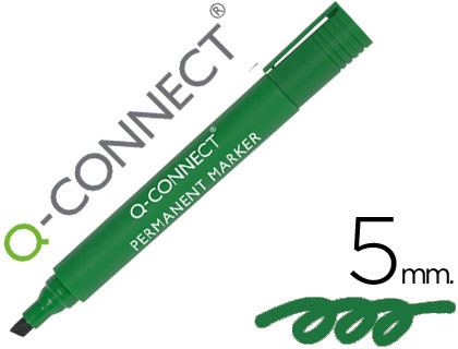 [KF01774] ROTULADOR Q-CONNECT MARCADOR PERMANENTE VERDE PUNTA BISELADA 5 MM