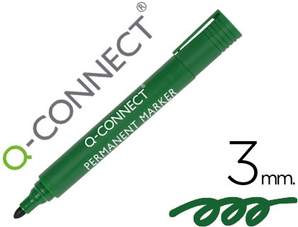 [KF01773] ROTULADOR Q-CONNECT MARCADOR PERMANENTE VERDE PUNTA REDONDA 3 MM