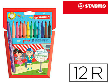 [E280/12-01] ROTULADOR STABILO POWER CAJA DE 12 UNIDADES COLORES SURTIDOS