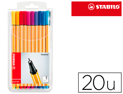 [8820] ROTULADOR STABILO PUNTA DE FIBRA POINT 88 ESTUCHE DE 20 UNIDADES COLORES SURTIDOS