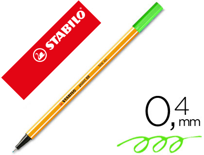 [88/033] ROTULADOR STABILO PUNTA DE FIB RA POINT 88 VERDE NEON PUNTA FINA 0,4MM
