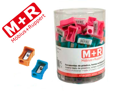 [03040090] SACAPUNTAS M+R 304 PLASTICO RECTANGULAR 1 USO COLORES SURTIDOS