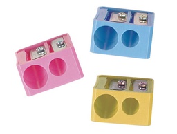 [03320090] SACAPUNTAS M+R 332 PLASTICO RECTANGULAR 2 USOS COLORES SURTIDOS