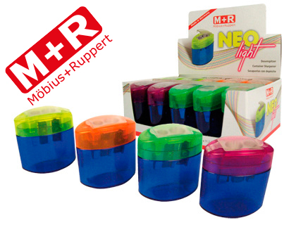 [09020050] SACAPUNTAS M+R NEO LIGHT 2 USOS CON DEPOSITO -COLORES SURTIDOS