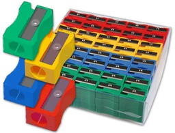 [80.664] SACAPUNTAS LIDERPAPEL PLASTICO 1 USO CAJA DE 120 UNIDADES COLORES SURTIDOS