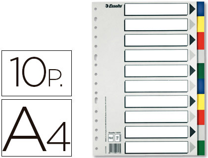 [11710] SEPARADOR ESSELTE PLASTICO JUEGO DE 10 SEPARADORES DIN A4 CON 5 COLORES MULTITALADRO
