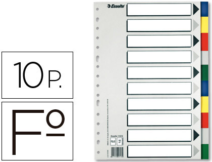 [11610] SEPARADOR ESSELTE PLASTICO JUEGO DE 10 SEPARADORES FOLIO CON 5 COLORES MULTITALADRO