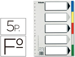 [11609] SEPARADOR ESSELTE PLASTICO JUEGO DE 5 SEPARADORES FOLIO CON 5 COLORES MULTITALADRO
