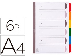 [2306E] SEPARADOR EXACOMPTA CARTULINA JUEGO DE 6 SEPARADORES DIN A4 MULTITALADRO COLOR BLANCO MULTITALADOR