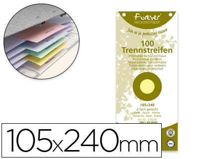 [13495B] SEPARADOR EXACOMPTA CARTULINA RECICLADA JUEGO DE 100 SEPARADORES 105X240 CON TALADROS COLORES SURTIDOS