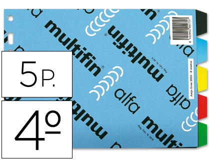 [4315300] SEPARADOR MULTIFIN 3003 PLASTICO CUARTO APAISADO 5 PESTAÑAS