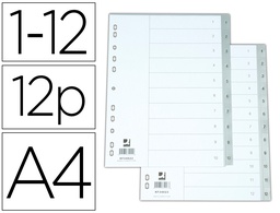 [KF34023] SEPARADOR NUMERICO Q-CONNECT PLASTICO 1-12 JUEGO DE 12 SEPARADORES DIN A4 -MULTITALADRO