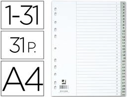 [KF01898] SEPARADOR NUMERICO Q-CONNECT PLASTICO 1-31 JUEGO DE 31 SEPARADORES DIN A4 -MULTITALADRO
