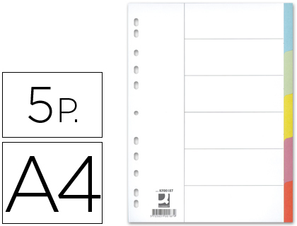 [KF34028] SEPARADOR Q-CONNECT CARTULINA JUEGO DE 5 SEPARADORES DIN A4 MULTITALADRO