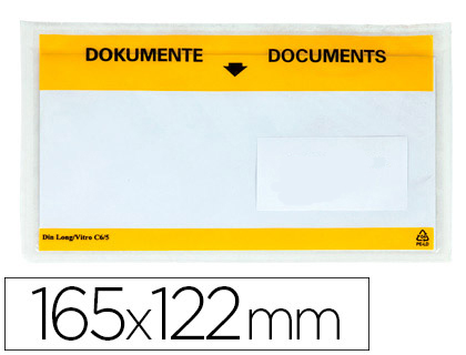 [KF21724] SOBRE AUTOADHESIVO Q-CONNECT PORTADOCUMENTOS MULTILINGUE 165X122 MM VENTANA TRANSPARENTE PAQUETE DE 100
