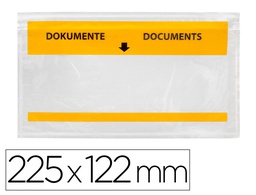 [KF21725] SOBRE AUTOADHESIVO Q-CONNECT PORTADOCUMENTOS MULTILINGUE 225X122 MM VENTANA TOTALMENTE TRANSPARENTE PAQUETE DE 100