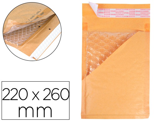 [KF16582] SOBRE BURBUJAS CREMA Q-CONNECT E/2 220 X 260 MM CAJA DE 100