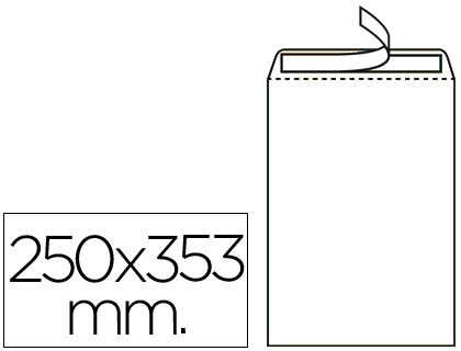 [SB35] SOBRE LIDERPAPEL BOLSA N.10 BLANCO FOLIO PROLONGADO 250X353MM TIRA DE SILICONA CAJA DE 250 UNIDADES
