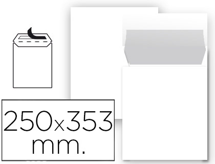 [SB91] SOBRE LIDERPAPEL BOLSA N 10 BLANCO FOLIO PROLONGADO 250X353 MM TIRA DE SILICONA PAQUETE DE 25 UNIDADES