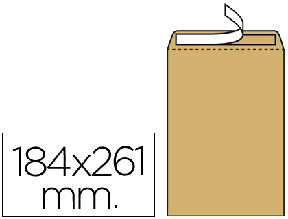 [SB51] SOBRE LIDERPAPEL BOLSA N.6 KRAFT CUARTO PROLONGADO 184X261MM TIRA DE SILICONA CAJA DE 250 UNIDADES