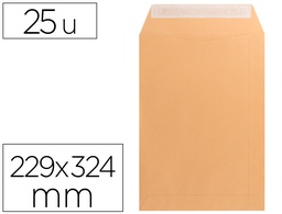 [SB94] SOBRE LIDERPAPEL BOLSA N 7 KRAFT DIN C4 229X324 MM TIRA DE SILICONA PAQUETE DE 25 UNIDADES