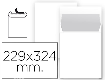 [SB93] SOBRE LIDERPAPEL BOLSA N 8 BLANCO DIN 229X324 MM TIRA DE SILICONA PAQUETE DE 25 UNIDADES