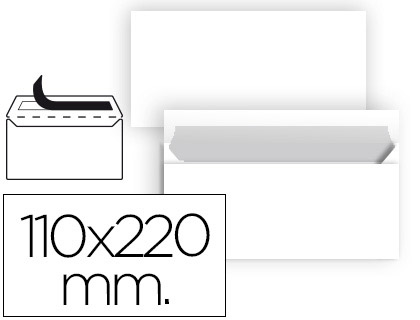 [SB86] SOBRE LIDERPAPEL N 2 BLANCO DIN AMERICANO 110X220 MM TIRA DE SILICONA PAQUETE DE 25 UNIDADES