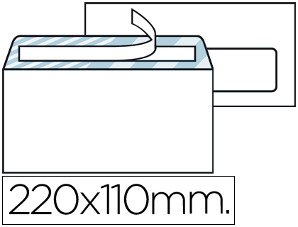 [SB06] SOBRE LIDERPAPEL N.3 BLANCO DIN AMERICANO VENTANA DERECHA 110X220MM TIRA DE SILICONA SYSTEM OPEN CAJA DE 500 UNIDAD