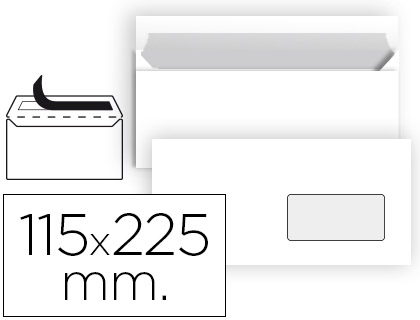 [SB90] SOBRE LIDERPAPEL N 4 BLANCO AMERICANO VENTANA DERECHA 115X225 MM TIRA DE SILICONA PAQUETE DE 25 UNIDADES