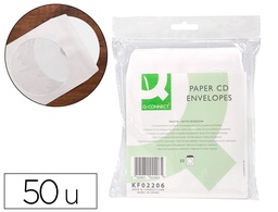 [KF02206] SOBRE PARA CD Q-CONNECT CON VENTANA TRANSPARENTE Y SOLAPA -PACK DE 50 UNIDADES
